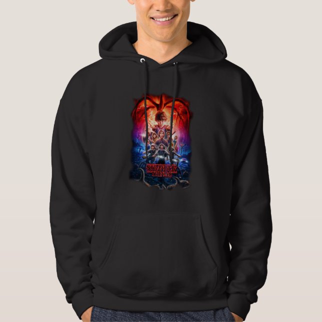 Stranger Things Group Shot Poster Fade Hoodie (Front)