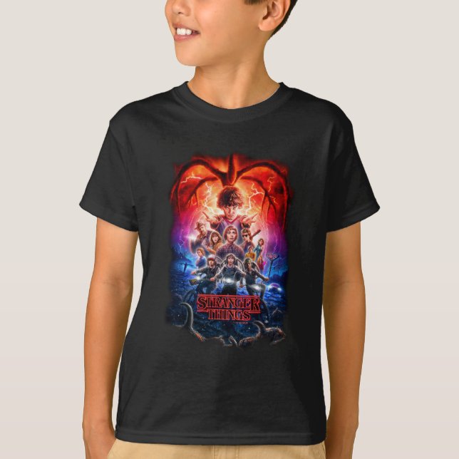 Stranger Things Group Shot Poster Fade T-Shirt (Front)