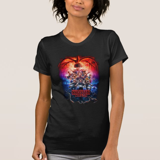 Stranger Things Group Shot Poster Fade T-Shirt (Front)