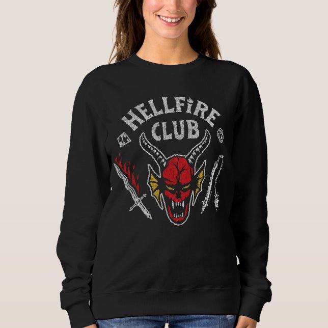 Stranger Things Hellfire Club Skull & Weapons Sweatshirt (Front)