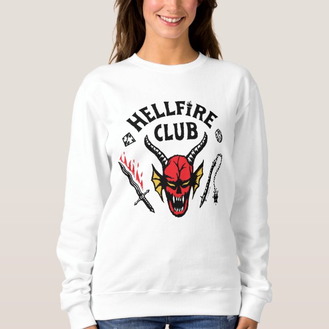 Stranger Things Hellfire Club Skull & Weapons Sweatshirt (Front)