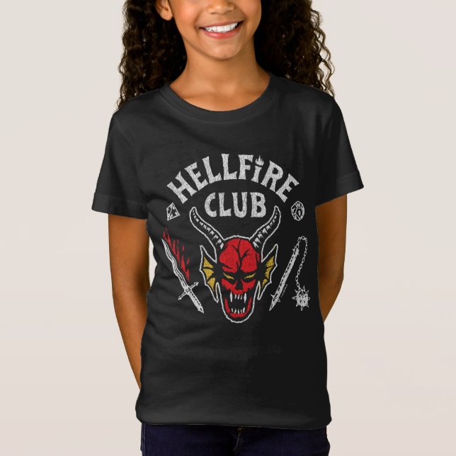 Stranger Things Hellfire Club Skull & Weapons T-Shirt (Front)