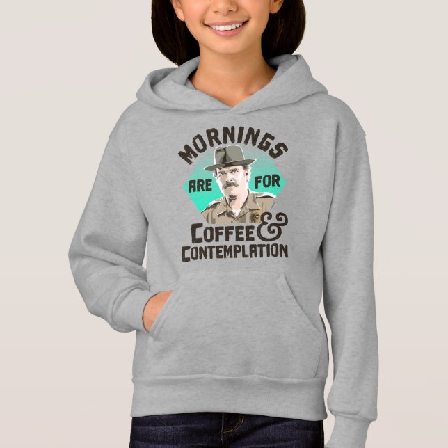 Stranger Things Hopper Mornings Are For Coffee Hoodie (Front)