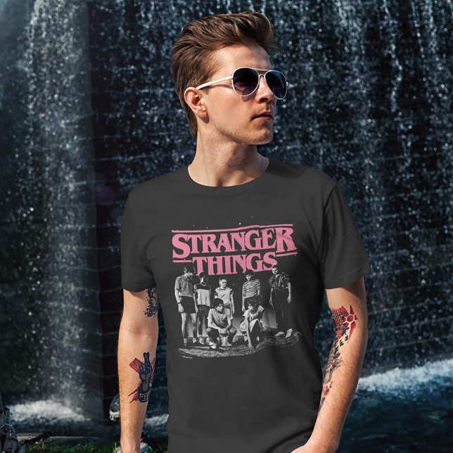 Stranger Things Stranger Fade T-Shirt (Man wearing shirt)