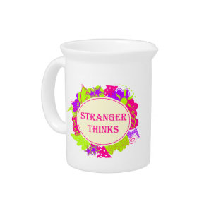 Stranger thinks quote in 80s tv show style beverage pitcher