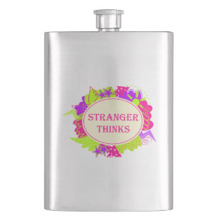 Stranger thinks quote in 80s tv show style flask