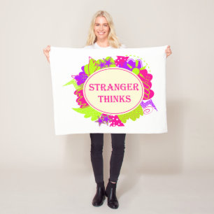 Stranger thinks quote in 80s tv show style fleece blanket