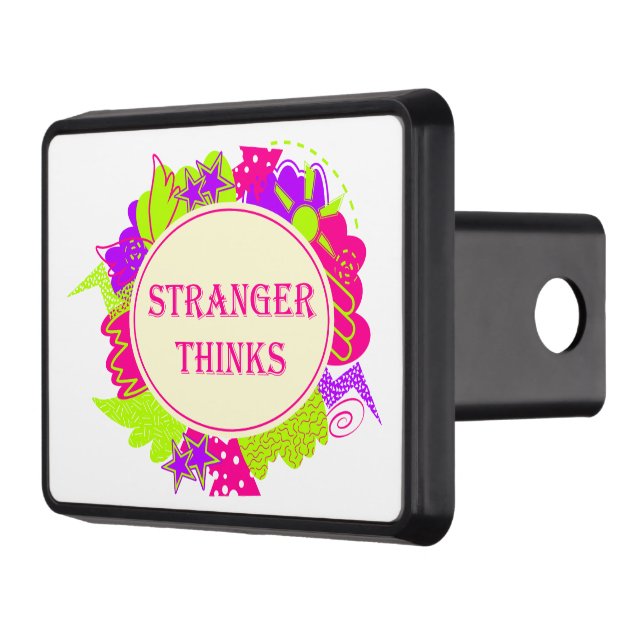 Stranger thinks quote in 80s tv show style hitch cover (Left)