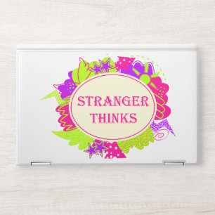 Stranger thinks quote in 80s tv show style HP laptop skin