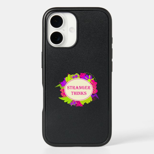 Stranger thinks quote in 80s tv show style otterbox iPhone case (Back)