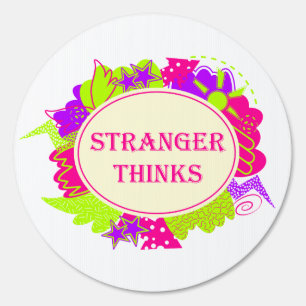 Stranger thinks quote in 80s tv show style sign