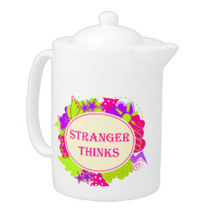 Stranger thinks quote in 80s tv show style teapot