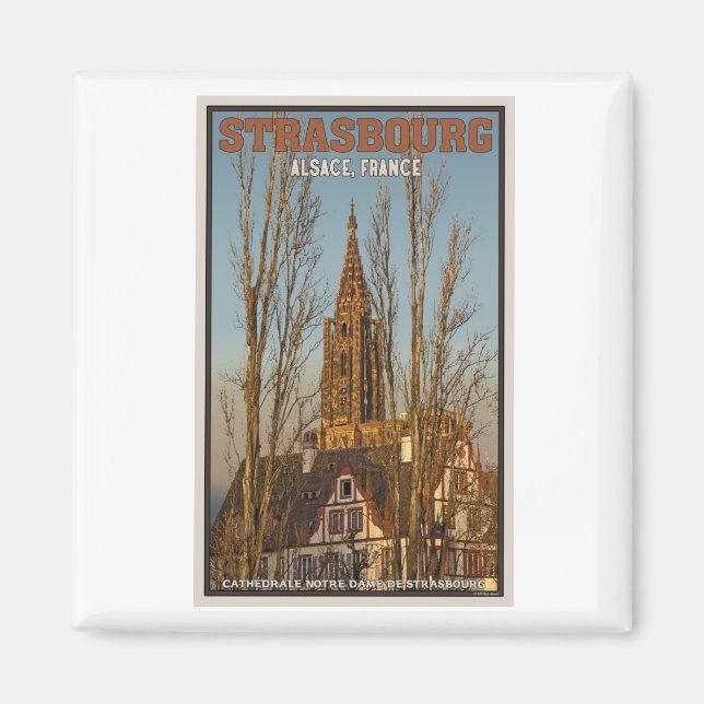 Strasbourg - Cathedral and Trees Magnet (Front)