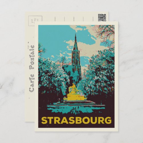 Strasbourg Cathedral illustration France Postcard