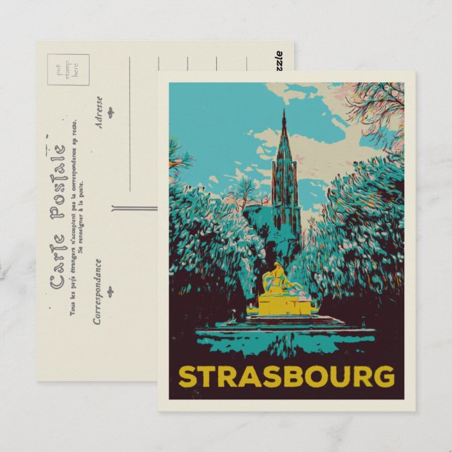 Strasbourg Cathedral illustration France Postcard (Front/Back)