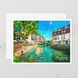 Strasbourg France Beautiful Oil Paint Landscape Postcard