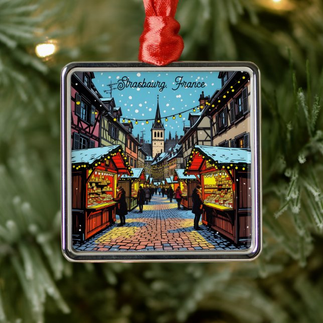 Strasbourg, France Christmas   Metal Ornament (Tree)