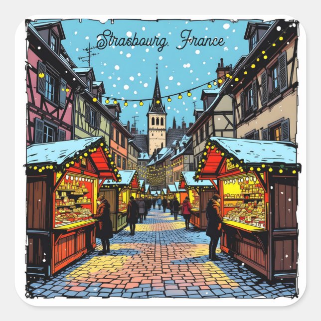 Strasbourg, France Christmas   Square Sticker (Front)