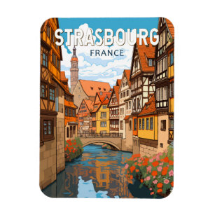 Strasbourg France Travel Art Vintage Magnet