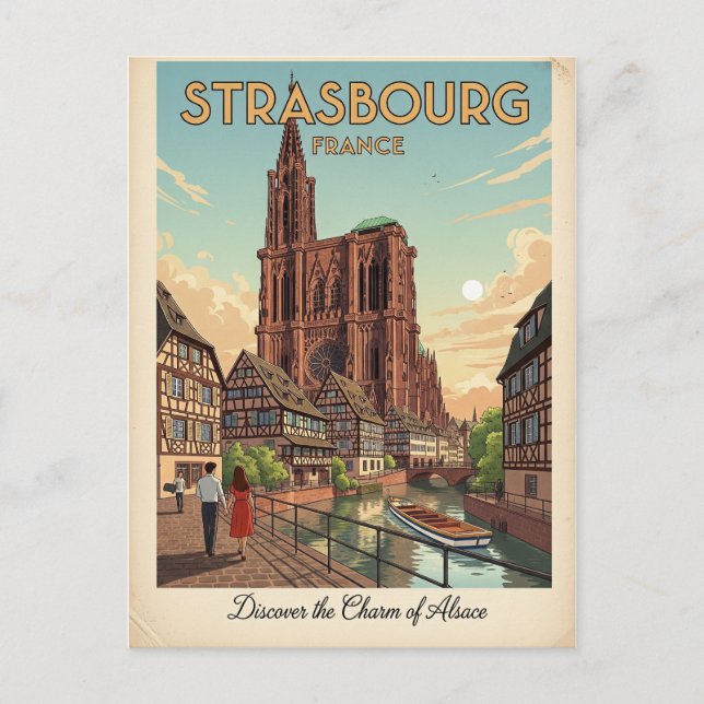 Strasbourg France Travel Art Vintage Postcard | Zazzle