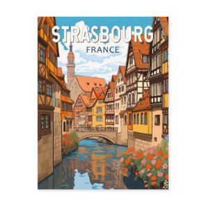 Strasbourg France Travel Art Vintage Postcard