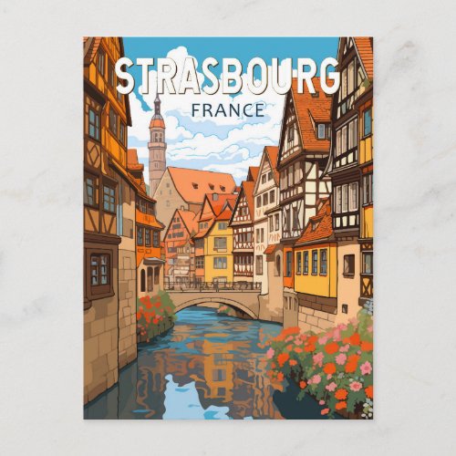 Strasbourg France Travel Art Vintage Postcard
