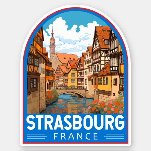 Strasbourg France Travel Art Vintage Sticker