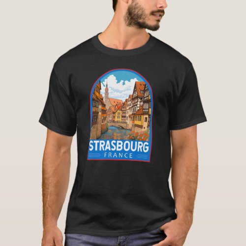 Strasbourg France Travel Art Vintage T_Shirt