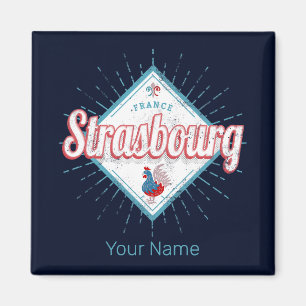 Strasbourg Grand Est France Retro Rooster Vintage Magnet