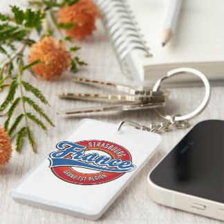 Strasbourg Grand Est region France Retro logo Keychain