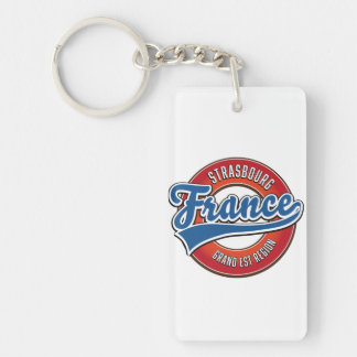 Strasbourg Grand Est region France Retro logo Keychain