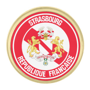 Strasbourg Round Emblem Gold Finish Lapel Pin