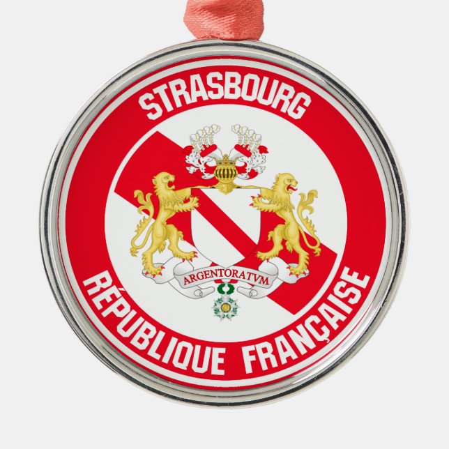 Strasbourg Round Emblem Metal Ornament (Front)