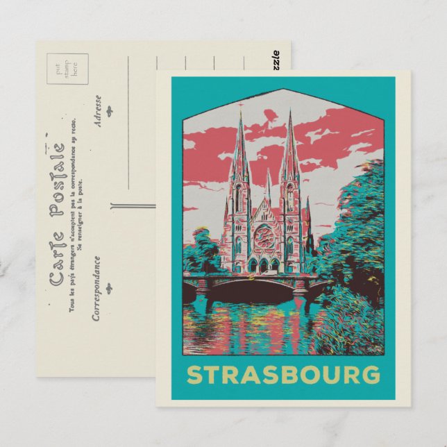Strasbourg St Paul Church illustration France Post Postcard (Front/Back)