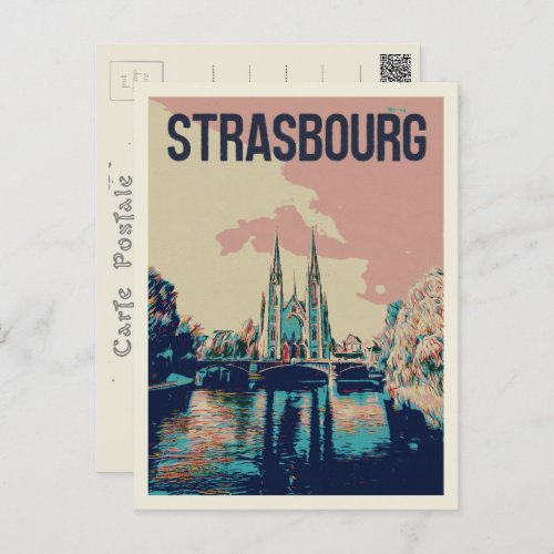 Strasbourg St Paul Church illustration France Postcard