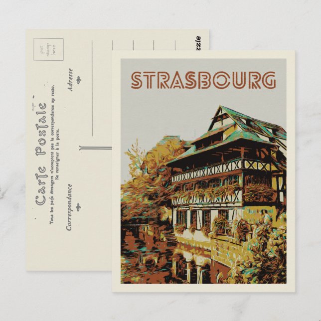 Strasbourg typical house illustration France Postcard (Front/Back)