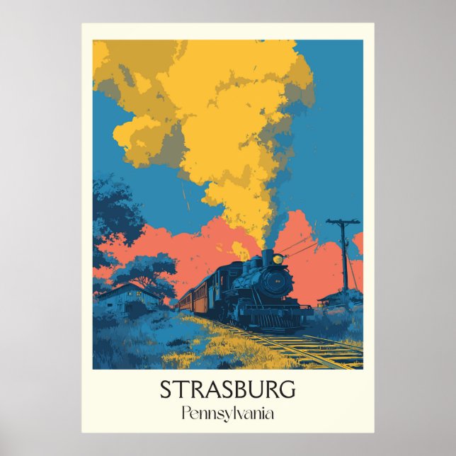 Strasburg Pennsylvania Vintage Steam Train Art Poster (Front)