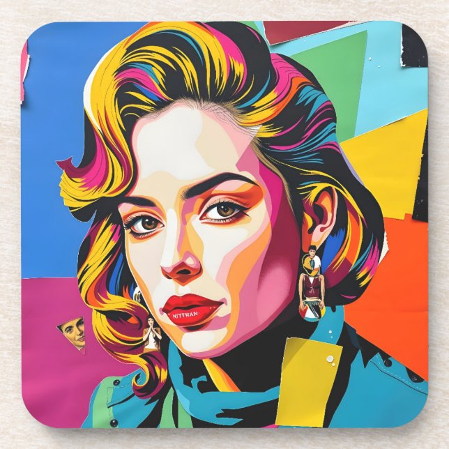 “Strasha” - Gloss Pop Collage Dream Beverage Coaster (Front)