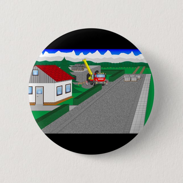 Straßen und Hausbau Pinback Button (Front)
