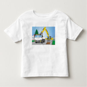Straßenbaustelle mit weißem LKW und gelben Bagger Toddler T-shirt