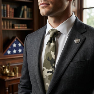 Strategic Military Camouflage Pattern Neck Tie