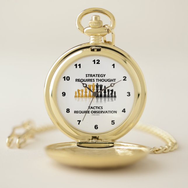 Strategy Requires Thought Tactic Observation Chess Pocket Watch (Inside)