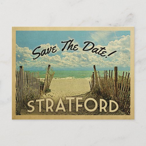 Stratford Beach Save The Date Vintage Nautical Announcement Postcard