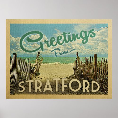 Stratford Connecticut Beach Vintage Travel Poster