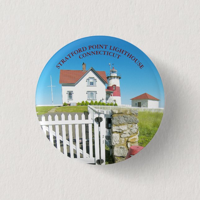 Stratford Point Lighthouse, Connecticut Button (Front)