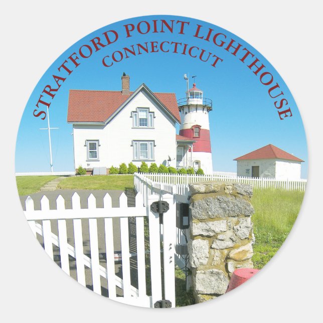 Stratford Point Lighthouse, CT Round Stickers (Front)