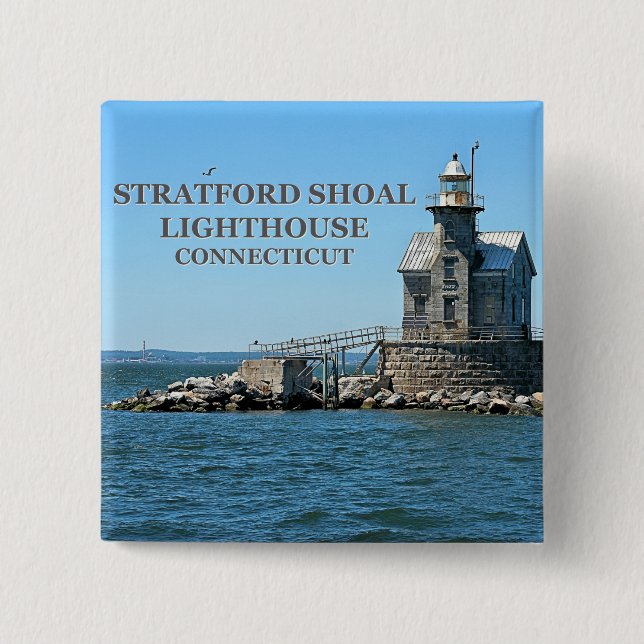 Stratford Shoal Lighthouse, Connecticut Pinback Button (Front)