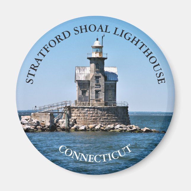 Stratford Shoal Lighthouse CT Round Magnet (Front)