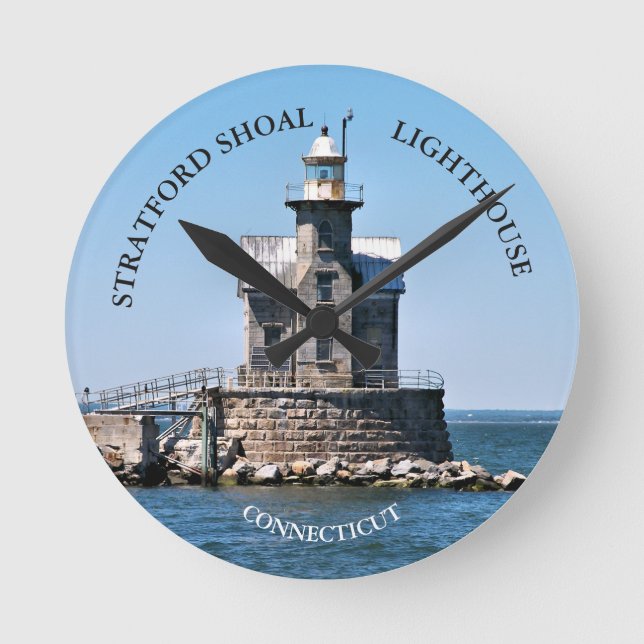 Stratford Shoal Lighthouse CT Round Wall Clock (Front)