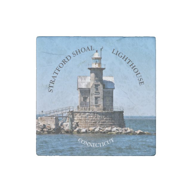 Stratford Shoal Lighthouse CT Stone Magnet (Front)